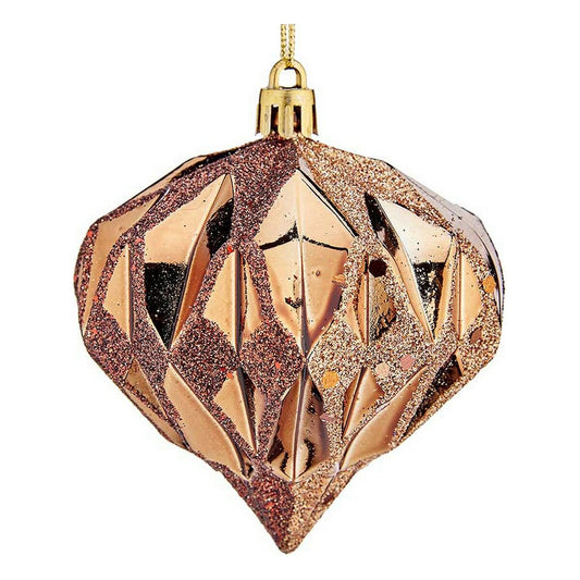 Weihnachtsbaumkugeln Diamant Ø 8 cm 6 Stück Braun Kunststoff