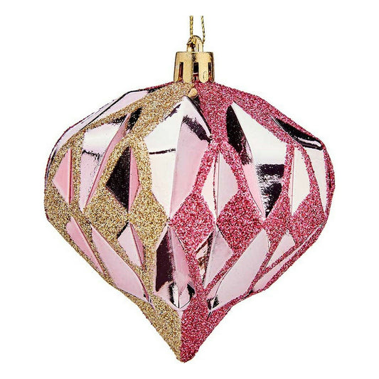 Weihnachtsbaumkugeln Diamant Ø 8 cm 6 Stück Rosa Gold Kunststoff