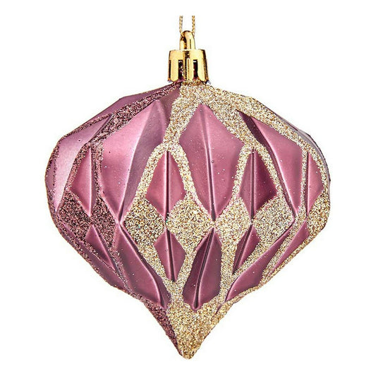 Weihnachtsbaumkugeln Diamant Ø 8 cm 6 Stück Rosa Kunststoff
