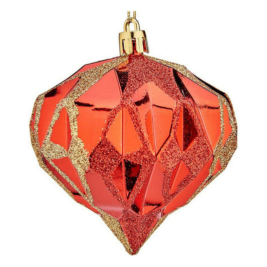 Weihnachtsbaumkugeln Diamant Ø 8 cm 6 Stück Rot Kunststoff