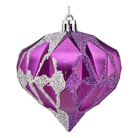 Weihnachtsbaumkugeln Diamant Ø 8 cm 6 Stück Lila Silberfarben Kunststoff