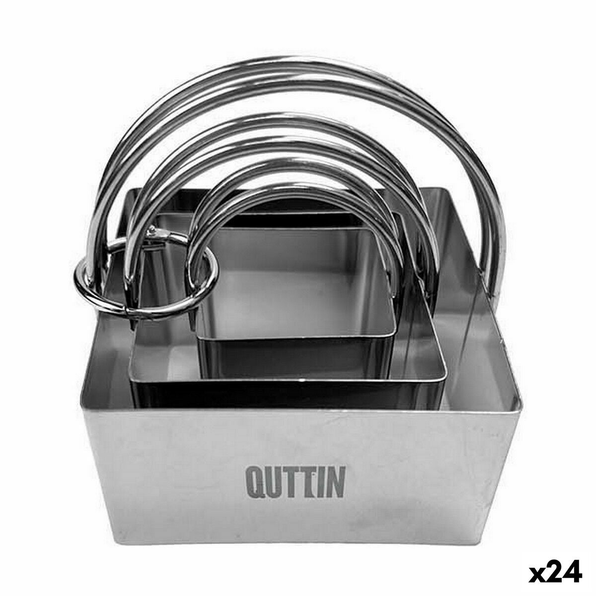 Backformen-Set Quttin Edelstahl Silberfarben karriert 3 Stücke (24 Stück)