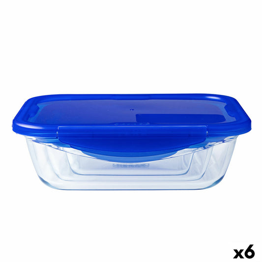 Lunchbox hermetisch Pyrex Cook & Go 20,5 x 15,5 x 6 cm Blau 800 ml Glas (6 Stück)
