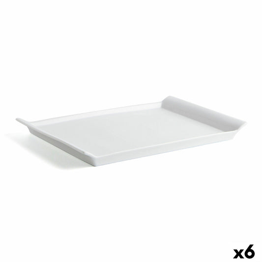 Kochschüssel Quid Gastro Fresh rechteckig aus Keramik Weiß (36 x 25 cm) (6 Stück)