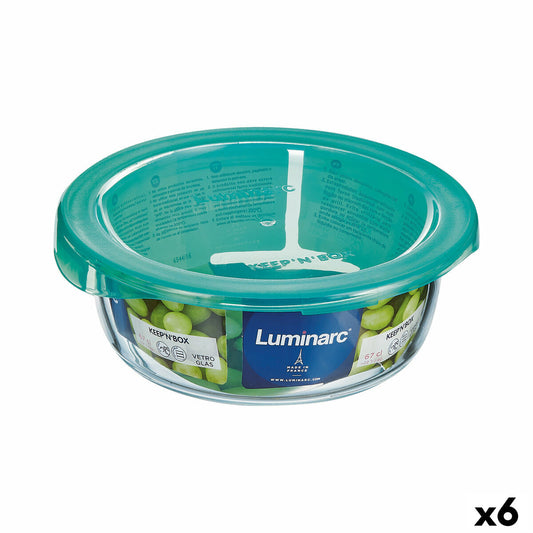 Runde Lunchbox mit Deckel Luminarc Keep'n Lagon 13,5 x 6 cm türkis 680 ml Glas (6 Stück)