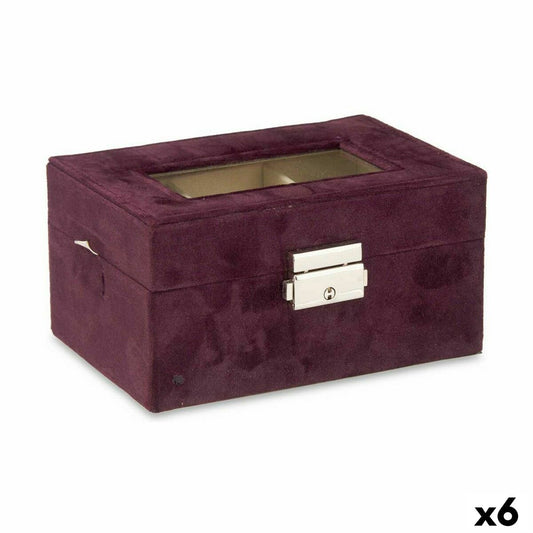 Uhrenbox Metall Burgunderrot (16 x 8,5 x 11 cm) (6 Stück)