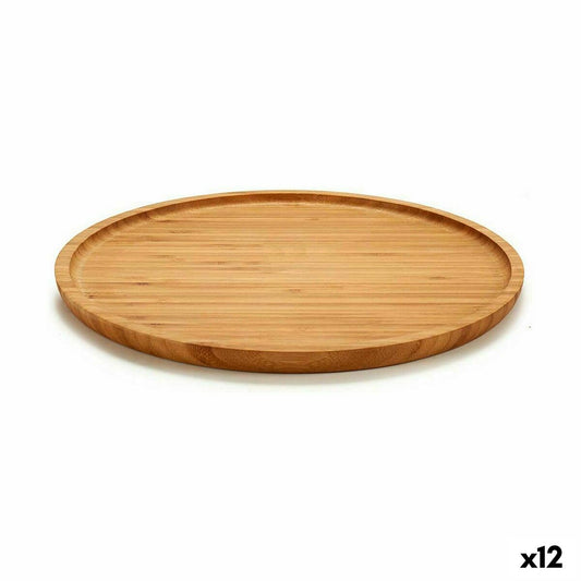 Tablett für Snacks kreisförmig Braun Bambus 30 x 1,5 x 30 cm (12 Stück)