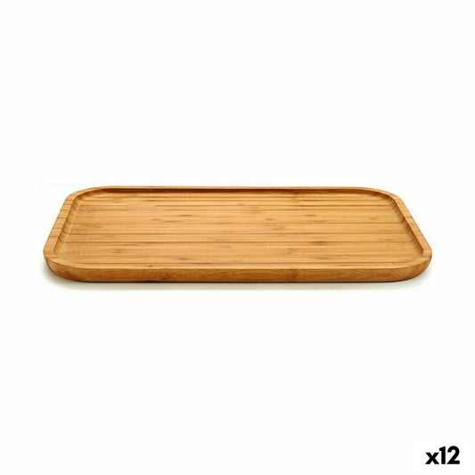 Tablett für Snacks rechteckig Braun Bambus 36 x 1,5 x 24 cm (12 Stück)