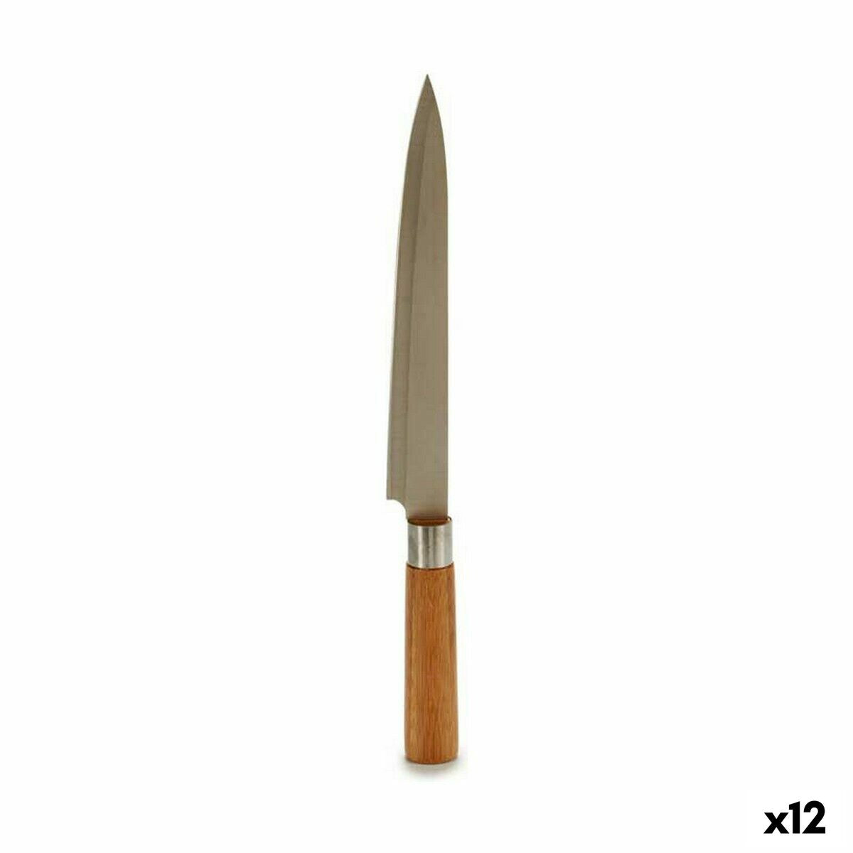 Küchenmesser 3 x 33,5 x 2,5 cm Silberfarben Braun Edelstahl Bambus (12 Stück)