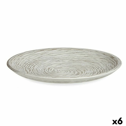 Dekorativer Teller Ø 29 cm Spirale Weiß Holz MDF (6 Stück)