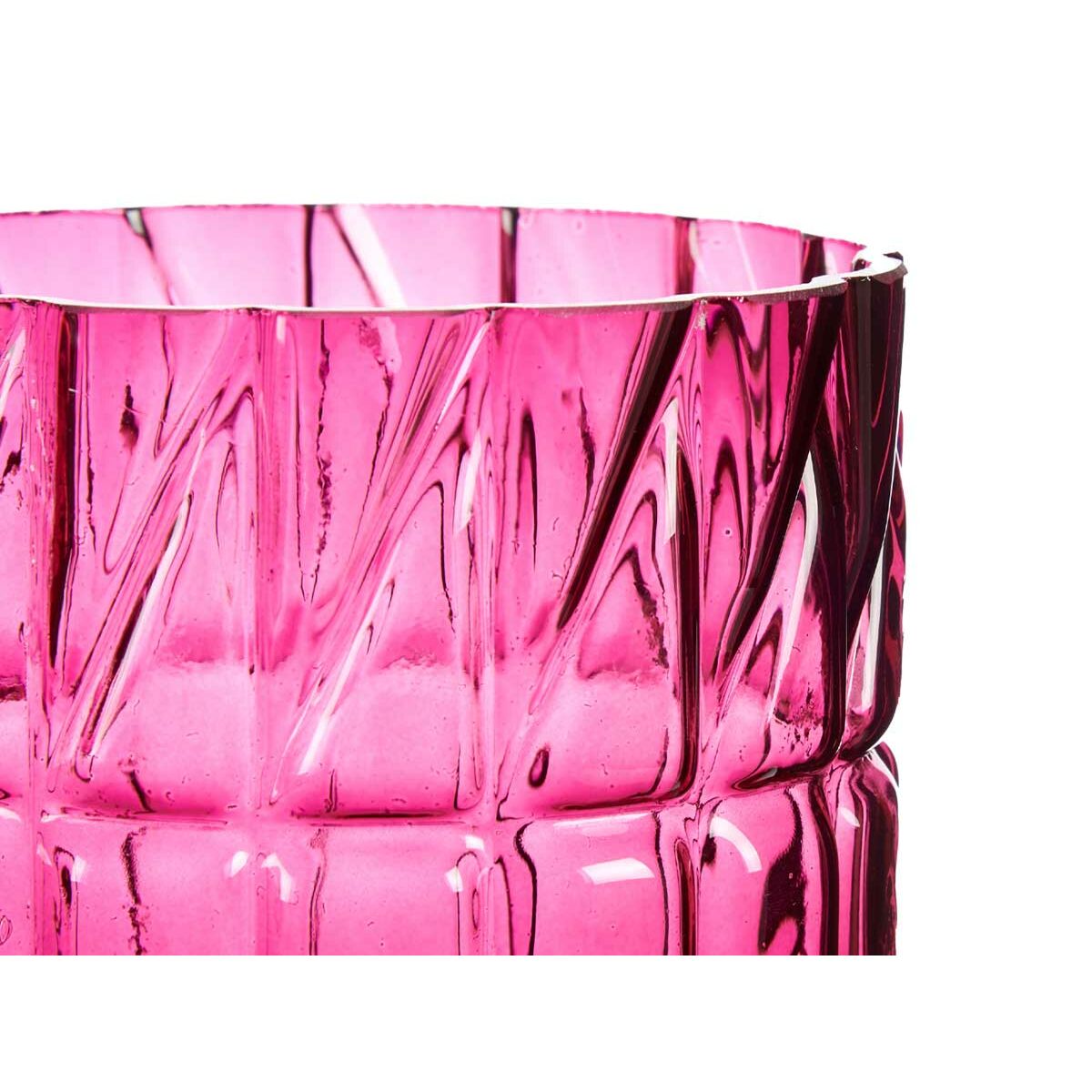 Vase Schnitzerei Dunkelrosa Kristall 13 x 26,5 x 13 cm (6 Stück)