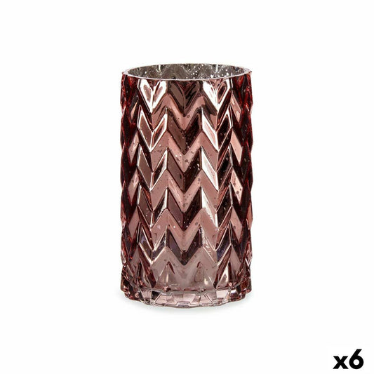 Vase Schnitzerei Stachel Rosa Kristall 11,3 x 19,5 x 11,3 cm (6 Stück)