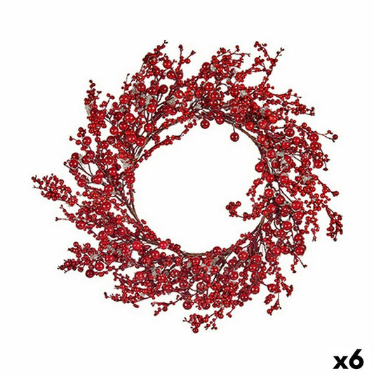 Weihnachtskranz Rot Kunststoff 48 x 10 x 48 cm (6 Stück)