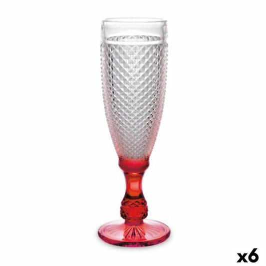 Champagnerglas Diamant Rot Durchsichtig Glas 185 ml (6 Stück)