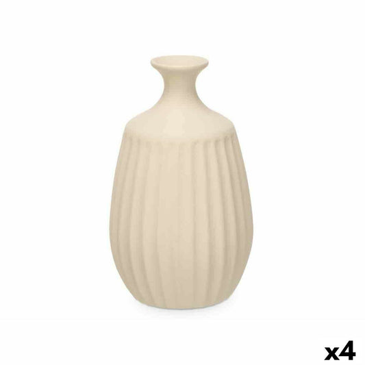 Vase Beige aus Keramik 19 x 31 x 19 cm (4 Stück) Streifen
