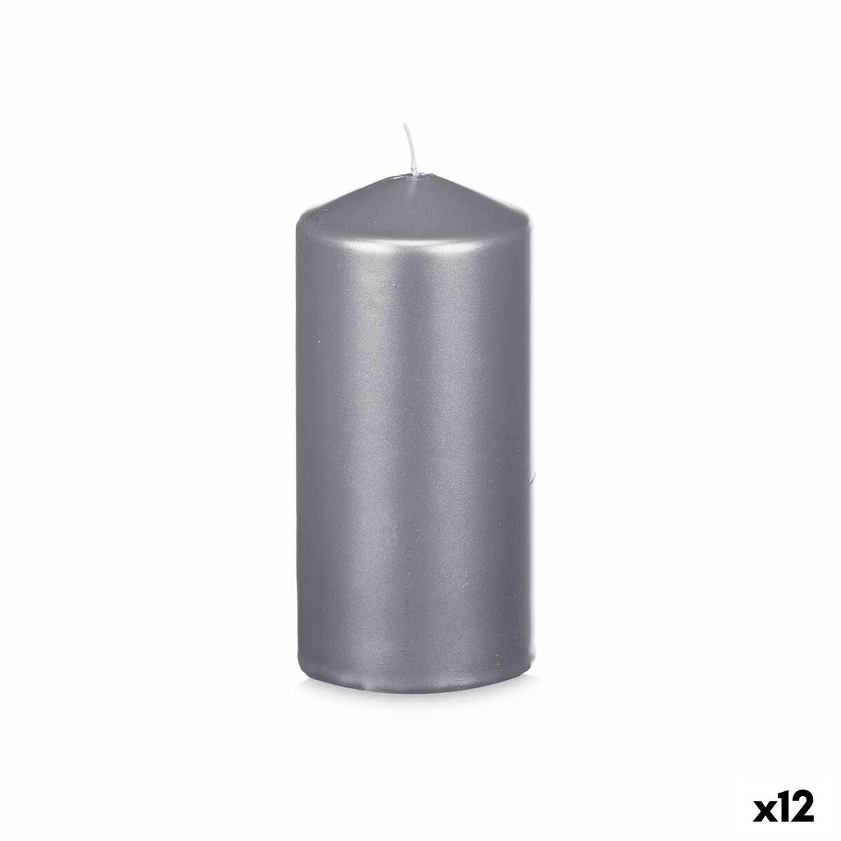 Kerze Silberfarben 7 x 15,5 x 7 cm (12 Stück)