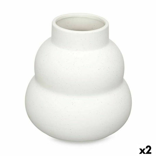 Vase Weiß Dolomite 19 x 21 x 19 cm (2 Stück) Wellen
