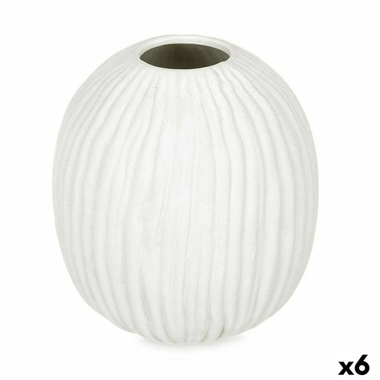 Vase Weiß Dolomite 15 x 18 x 15 cm (6 Stück) Bereich Streifen